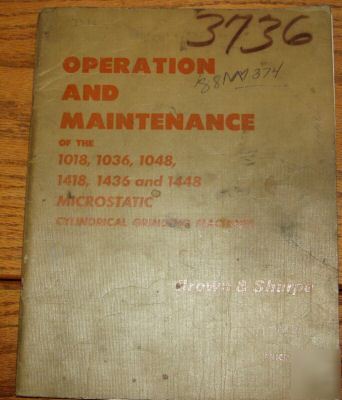 Brown & sharpe 1036 1436 1448 grinder ops maint manual