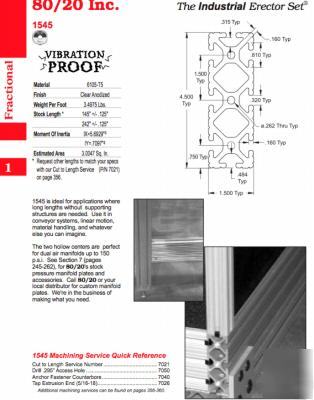 1(72â€) pcs. cut #1545 t-slot 8020 (80/20 inc)alum. ext
