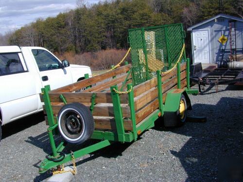4 x 10 feet farm trailer 2 feet side rails jd green