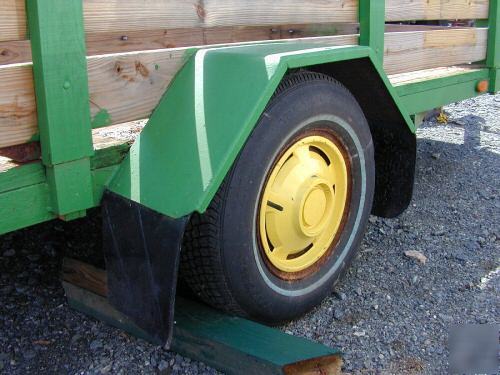 4 x 10 feet farm trailer 2 feet side rails jd green