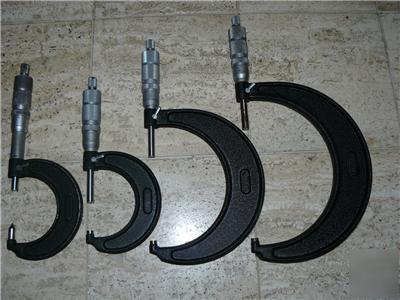 Set of 4 central micrometers w/ 1 missing - 1-2/3-4/4-5
