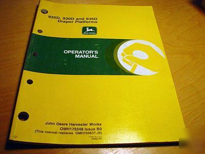 John deere 925D 930D 936D draper operator's manual jd