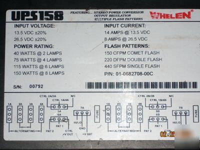 Whelen strobe pack power supply