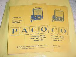 Orig. paco v-70 vacuum tube voltmeter operating manual