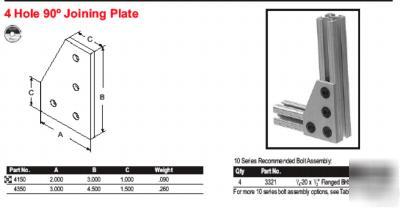 #4150 4-hole 90DEG. joining plate(80/20 inc)alum. ext.