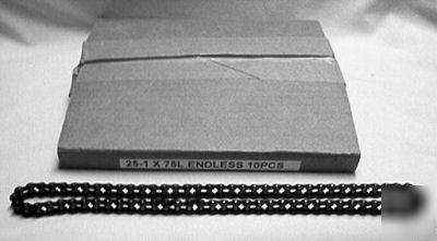 #25 ansi roller chain, lot of 10, 75 pitches, endless