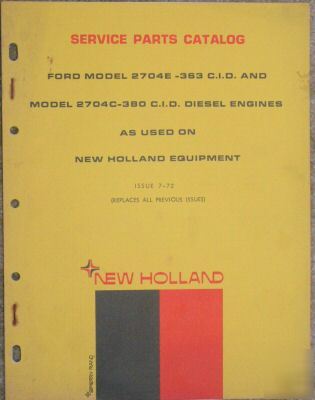1972 ford nh 363, 380 gas & 380 diesel engine parts cat