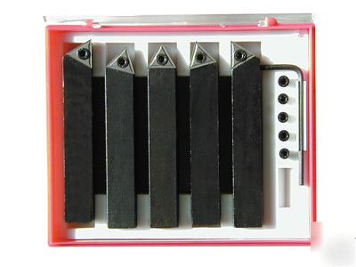5 pc indexible carbide insert turning tool bit set 3/4