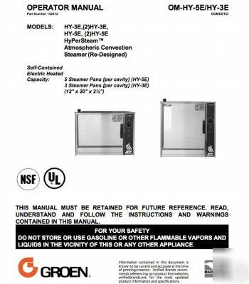 Groen manual for hy series steamers