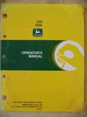 John deere 630 rigid & flex fold disk operator manual
