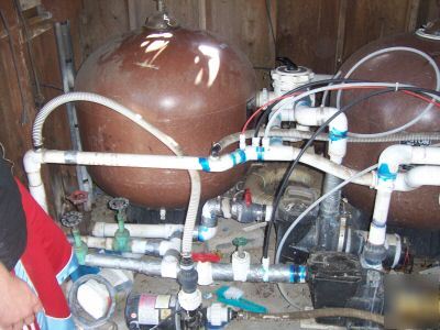 Entire ecolab pool pump house setup, commercial, hotel