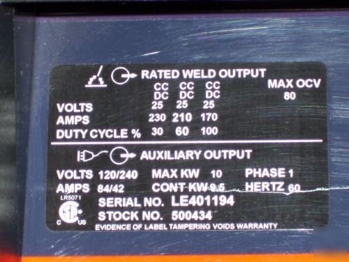 Hobart champion 10,000 welder/generator