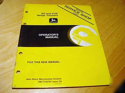 John deere 162 213E hedge trimmer operator's manual jd