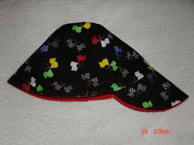 Welding cap hat beanie style reversible - race flags