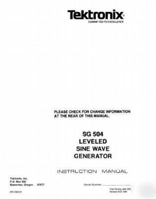 Tek tektronix SG504 sg 504 operation & service manual