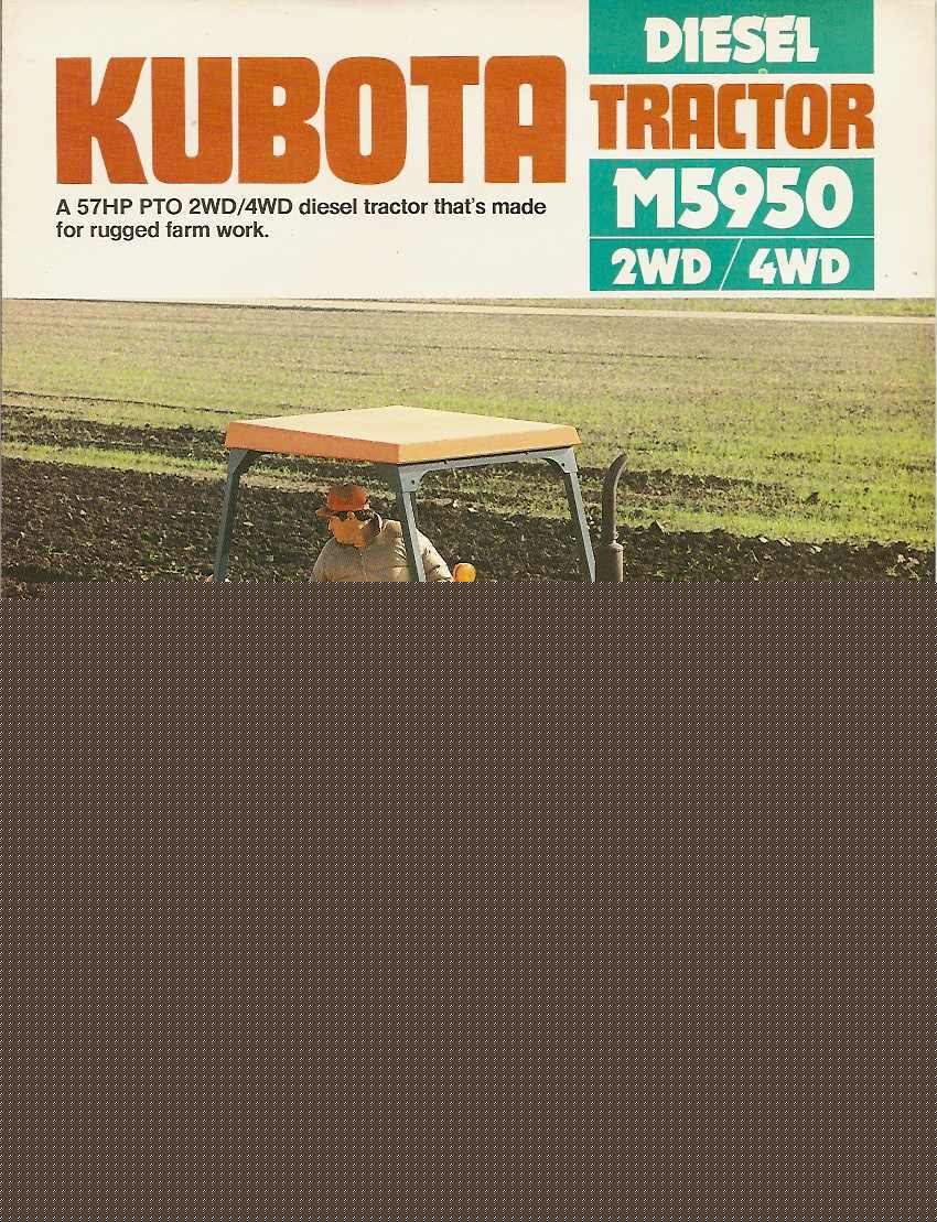 Kubota M5950 tractor spec sheet sales brochure