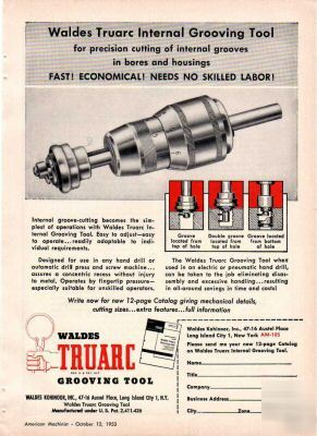Waldes truarc grooving tool long island city ad 1953 ny