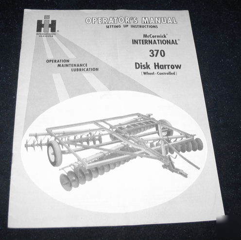 Ih intl harvester 370 disk harrow